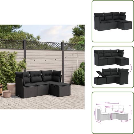 Cojines para sofás - vidaXL Juego de sofás jardín 4 pzas con cojines ratán sintético negro - Asientos de jardín