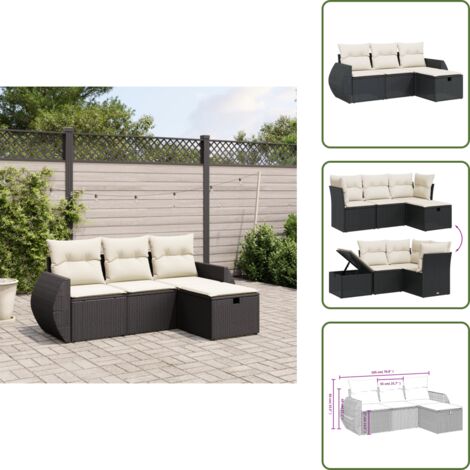 Cojines para sofás - vidaXL Juego de sofás jardín 4 pzas con cojines ratán sintético negro - Muebles de jardín negro