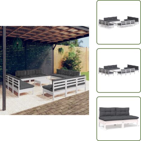 Cojines para sofás - vidaXL Muebles de jardín 13 pzas con cojines antracita madera de pino - Muebles modulares