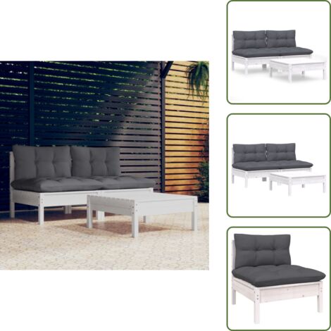Cojines para sofás - vidaXL Muebles de jardín 3 pzas con cojines antracita madera de pino - Muebles modulares