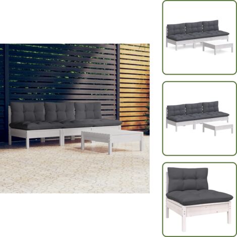 Cojines para sofás - vidaXL Muebles de jardín 4 piezas con cojines antracita madera pino - Muebles modulares