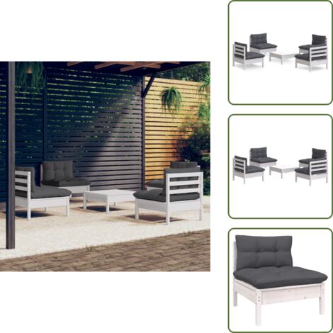 Cojines para sofás - vidaXL Muebles de jardín 5 pzas con cojines antracita madera de pino - Muebles modulares