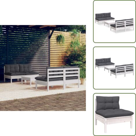 Cojines para sofás - vidaXL Muebles de jardín 5 pzas con cojines antracita madera de pino - Muebles modulares