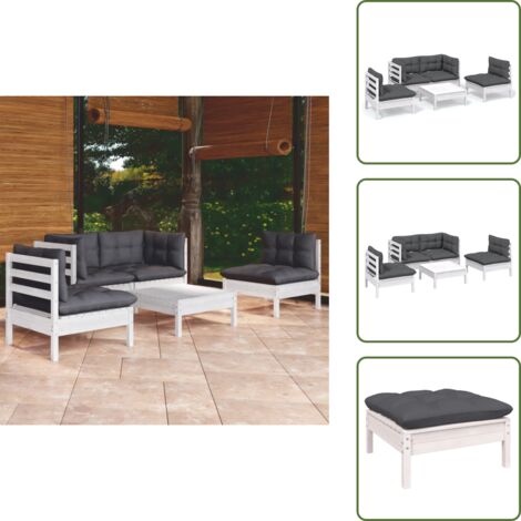 Cojines para sofás - vidaXL Muebles de jardín 5 pzas con cojines madera maciza de pino - Muebles de jardín modulares