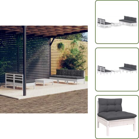 Cojines para sofás - vidaXL Muebles de jardín 6 pzas con cojines antracita madera de pino - Muebles modulares