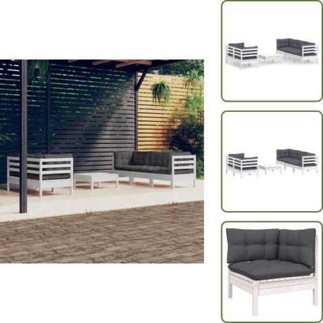 Cojines para sofás - vidaXL Muebles de jardín 6 pzas con cojines antracita madera de pino - Muebles modulares