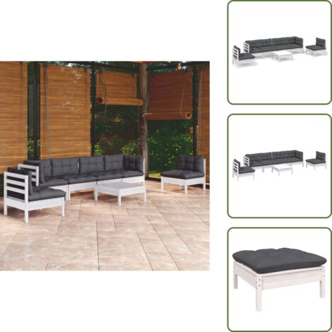 Cojines para sofás - vidaXL Muebles de jardín 7 pzas con cojines madera maciza de pino - Muebles de jardín modulares