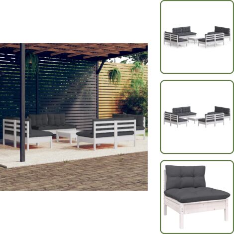 Cojines para sofás - vidaXL Muebles de jardín 9 pzas con cojines antracita madera de pino - Muebles modulares
