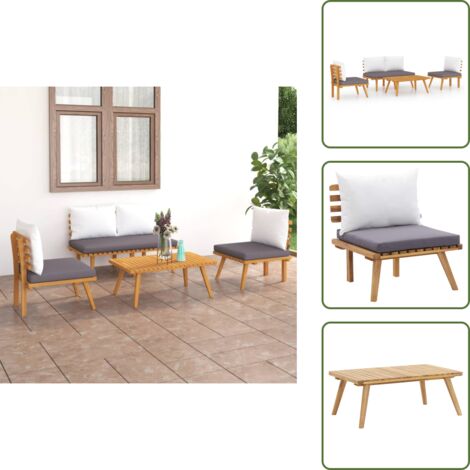 Cojines para sofás - vidaXL Set de muebles de jardín 4 piezas con cojines madera de acacia - Muebles de jardín con cojines