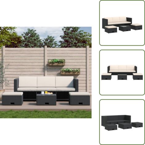 Cojines para sofás - vidaXL Set de muebles de jardín 4 pzas y cojines ratán sintético negro - Muebles de exterior