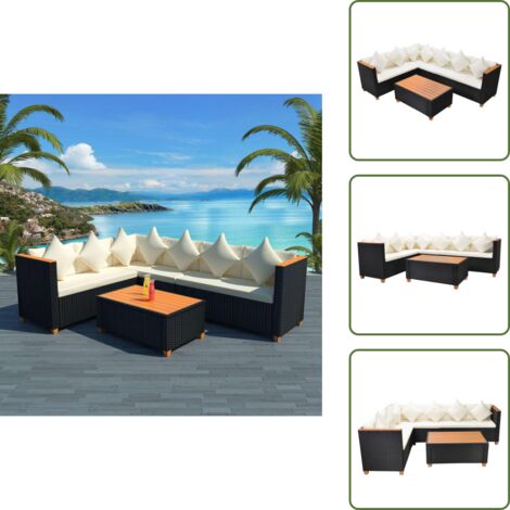 Cojines para sofás - vidaXL Set de muebles de jardín 4 pzas y cojines ratán sintético negro - Muebles de exterior