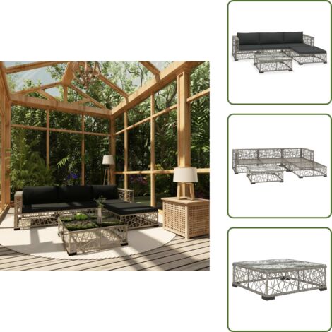 Cojines para sofás - vidaXL Set de muebles de jardín 5 pzas y cojines ratán sintético gris - Muebles exteriores