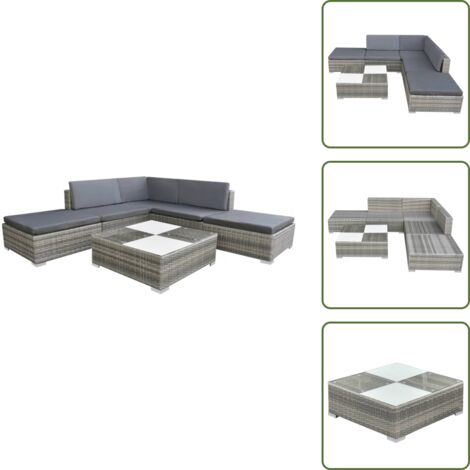 Cojines para sofás - vidaXL Set de muebles de jardín 6 pzas y cojines ratán sintético gris - Muebles exteriores