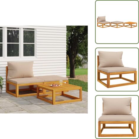 Cojines para sofás - vidaXL Set de muebles para jardín 3 piezas con cojines madera acacia - Muebles de madera