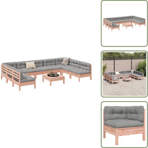 Cojines para sofás - vidaXL Set de sofás de jardín 10 pzas con cojines madera abeto Douglas - Madera Douglas