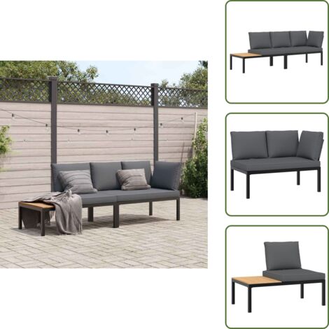 Cojines para sofás - vidaXL Set de sofás de jardín con cojines 2 piezas aluminio negro - Muebles de exterior