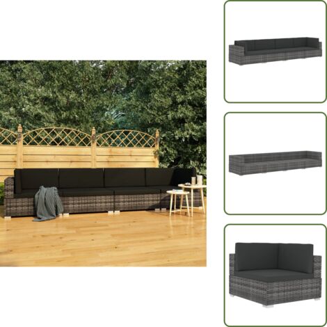 Cojines para sofás - vidaXL Set de sofás de jardín con cojines 4 pzas ratán sintético gris - Sofás modulares