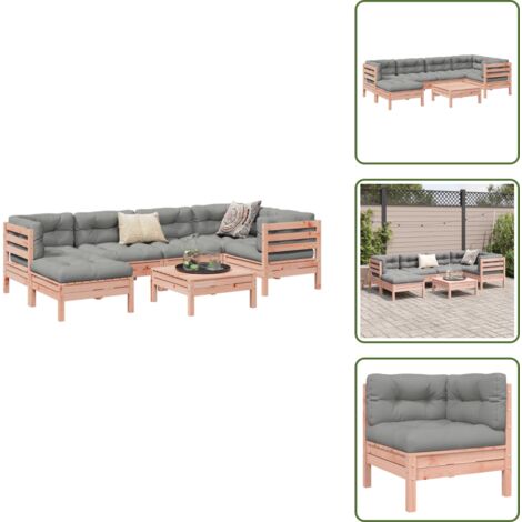 Cojines para sofás - vidaXL Set de sofás jardín 7 pzas con cojines madera abeto Douglas - Sofás esquineros
