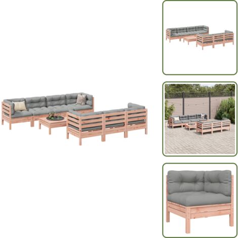 Cojines para sofás - vidaXL Set de sofás jardín 8 pzas con cojines madera de abeto Douglas - Madera de abeto Douglas