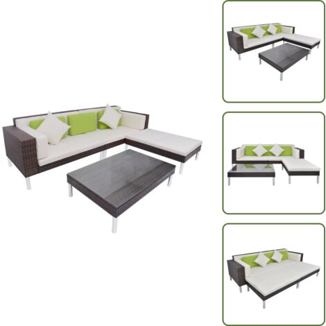Cojines para sofás - vidaXL Set muebles de jardín 4 piezas y cojines ratán sintético marrón - Muebles al aire libre