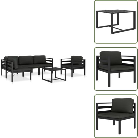 Cojines para sofás - vidaXL Set muebles de jardín 6 pzas y cojines aluminio gris antracita - Muebles modulares