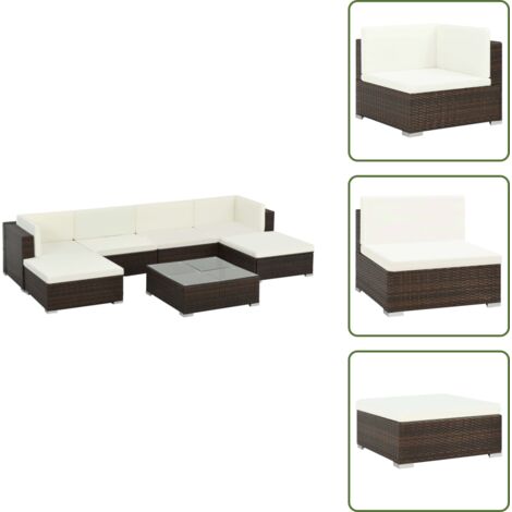 Cojines para sofás - vidaXL Set muebles de jardín 7 piezas y cojines ratán sintético marrón - Muebles al aire libre