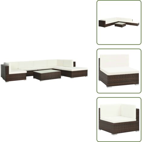 Cojines para sofás - vidaXL Set muebles de jardín 8 piezas y cojines ratán sintético marrón - Muebles al aire libre
