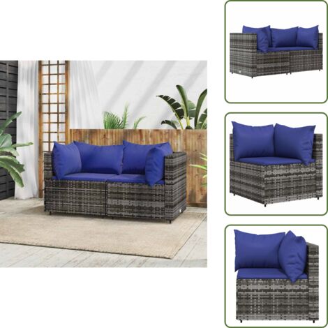 Cojines para sofás - vidaXL Sofás de esquina jardín con cojines 2 uds ratán sintético gris - Muebles de jardín
