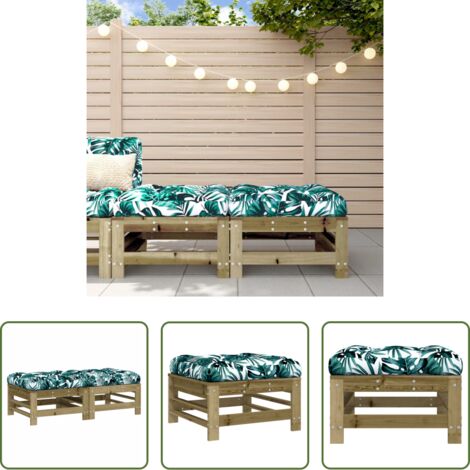 Cojines para taburetes -  Taburetes de jardín con cojines 2 uds madera de pino impregnada
