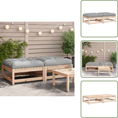 Cojines para taburetes - vidaXL Taburetes de jardín con cojines 2 uds madera maciza de pino - Muebles modulares