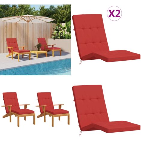 Cojines para tumbona 2 uds tela Oxford rojo - Cojines para jardín - Cojines para salón