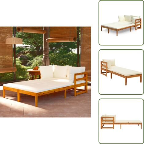 Cojines para tumbonas - vidaXL Tumbonas con cojines crema 2 unidades madera de acacia - Tumbonas con almohadas