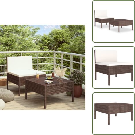 Cojines ratán - vidaXL Set de muebles de jardín 2 piezas con cojines ratán PE marrón - Muebles exteriores