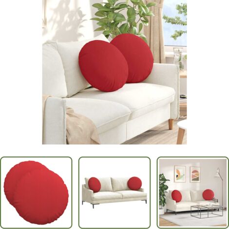 Cojines redondos -  Cojines para asiento 2 pcs Rojo Ø50 x 19 cm tela