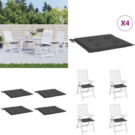 Cojines silla de jardín 4 uds tela Oxford antracita 50x50x4 cm - Cojines de silla - Cojines de exterior