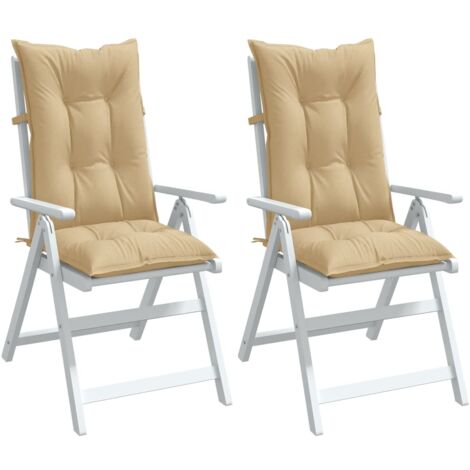 Cojines silla respaldo alto 2 uds tela beige melange 120x50x7cm