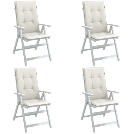 Cojines silla respaldo alto 4 uds tela crema melange 120x50x4cm