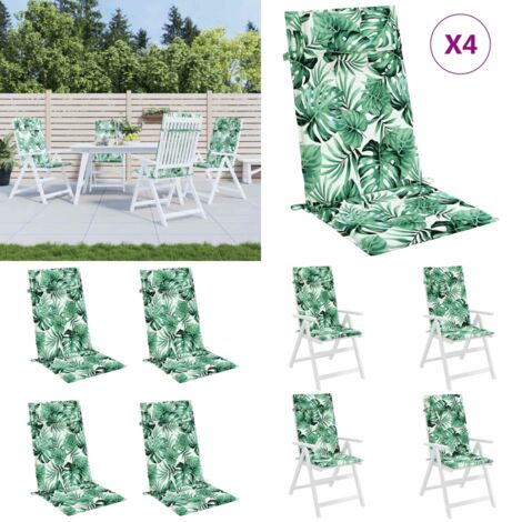Cojines silla respaldo alto 4 uds tela Oxford estampado hojas - Cojines de jardín - Cojines de exterior
