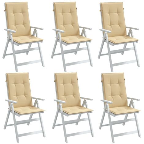 Cojines silla respaldo alto 6 uds tela beige melange 120x50x4cm