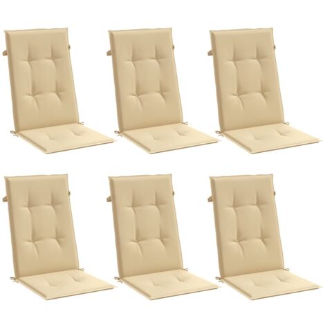 Cojines silla respaldo alto 6 uds tela beige melange 120x50x4cm vidaXL