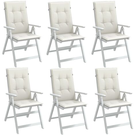 Cojines silla respaldo alto 6 uds tela crema melange 120x50x4cm