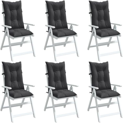 Cojines silla respaldo alto 6 uds tela gris antracita melange