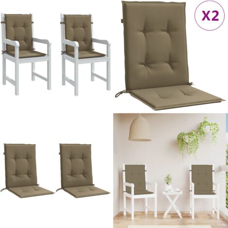 Cojines silla respaldo bajo 2 ud tela taupe melange 100x50x4 cm - Cojín de jardín - Cojín de exterior