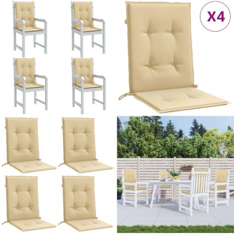Cojines silla respaldo bajo 4 ud tela beige melange 100x50x4 cm - Cojín para jardín - Cojín para patio