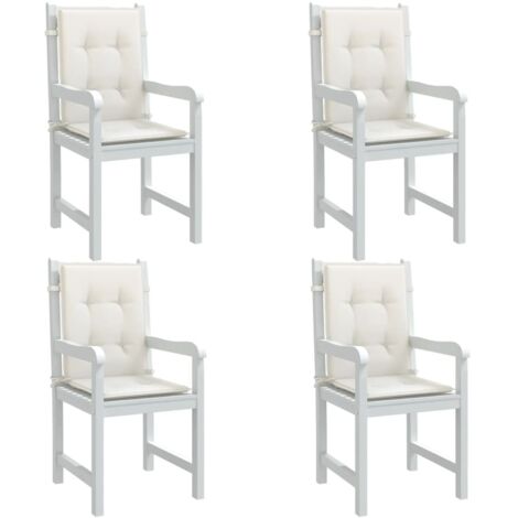 Cojines silla respaldo bajo 4 ud tela crema melange 100x50x4 cm