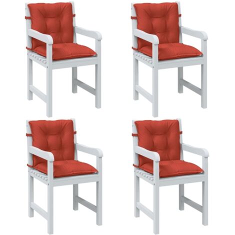 Cojines silla respaldo bajo 4 ud tela rojo melange 100x50x7 cm