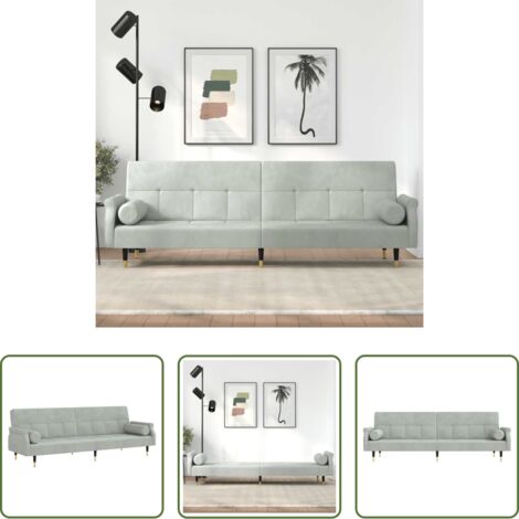 Cojines -  Sofá cama con cojines terciopelo gris claro