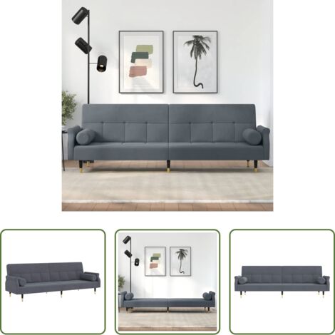 Cojines -  Sofá cama con cojines terciopelo gris oscuro