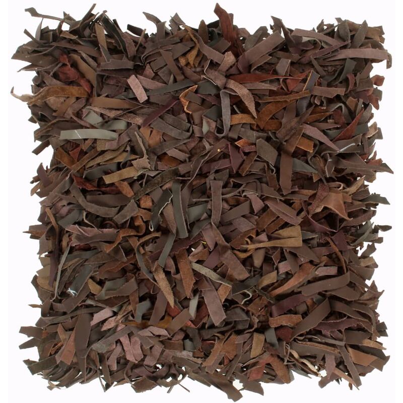 

Happyshopping - Cojin con flecos cuero y algodon marron 60x60 cm