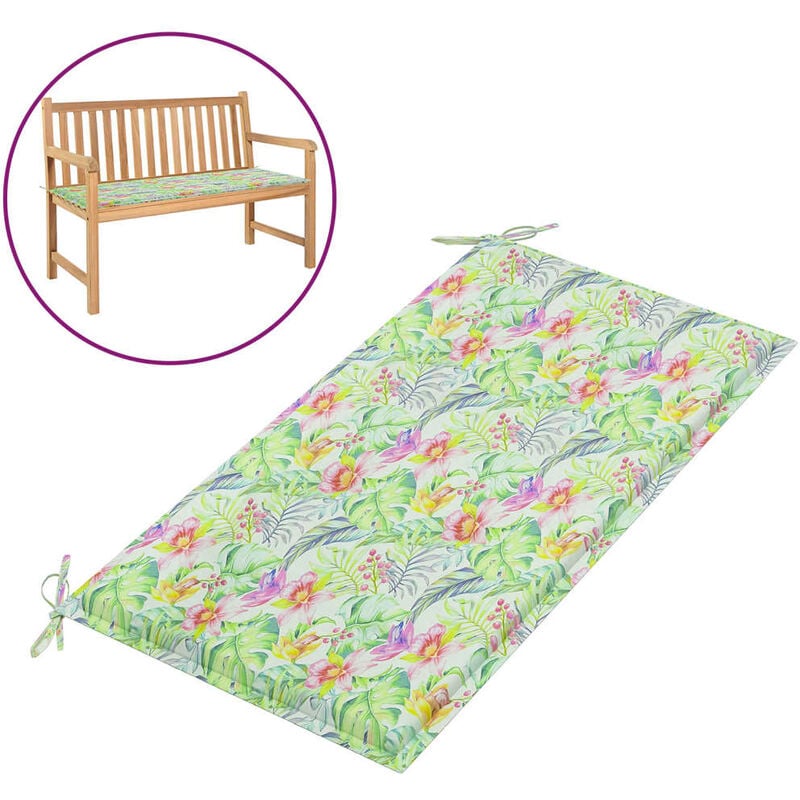 

Cojín para banco de jardín tela estampado de hoja 100x50x4 cm - Multicolor